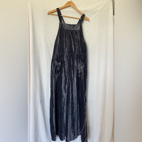 NWT Natural Life Medium Dakota Tie Velvet Overalls Jumper Charcoal Wide Leg Boho - Picture 3 of 11